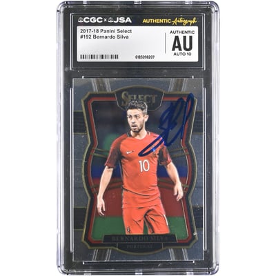 Bernardo Silva Portugal National Team Autographed 2017-18 Panini Select #192 CGC Authenticated AUTO 10 Rookie Card