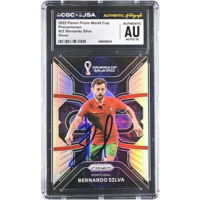 Bernardo Silva Portugal National Team Autographed 2022 Panini Prizm World Cup Phenomenon Silver #22 CGC Authenticated AUTO 10 Card