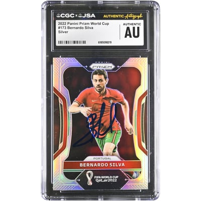 Bernardo Silva Portugal National Team Autographed 2022 Panini Prizm World Cup Silver #173 CGC Authenticated Card