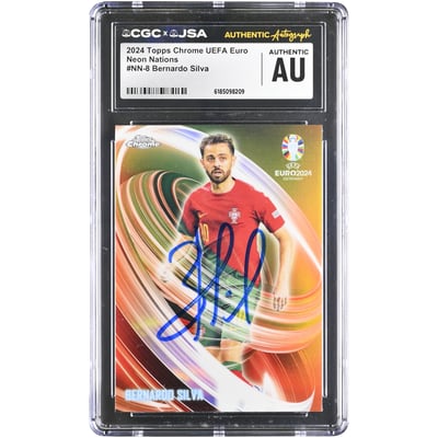 Bernardo Silva Portugal National Team Autographed 2024 Topps Chrome UEFA Euro Neon Nations #NN-8 CGC Authenticated Card