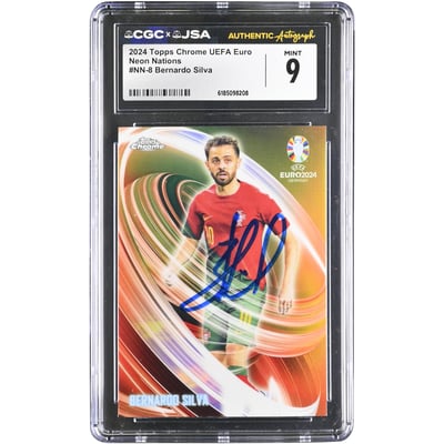 Bernardo Silva Portugal National Team Autographed 2024 Topps Chrome UEFA Euro Neon Nations #NN-8 CGC Authenticated MINT 9 Card