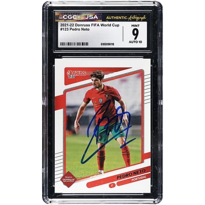 Pedro Neto Portugal National Team Autographed 2021-22 Donruss FIFA World Cup #123 CGC Authenticated 9/10 Card