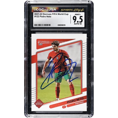 Pedro Neto Portugal National Team Autographed 2021-22 Donruss FIFA World Cup #123 CGC Authenticated 9.5/10 Card