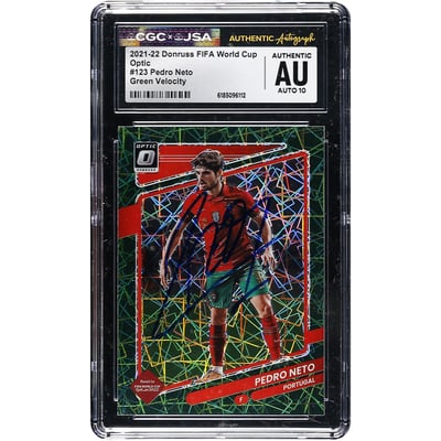 Pedro Neto Portugal National Team Autographed 2021-22 Donruss Optic FIFA World Cup Green Velocity #123 CGC Authenticated Auto 10 Card