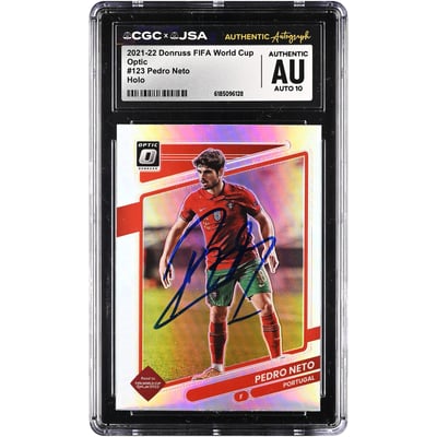 Pedro Neto Portugal National Team Autographed 2021-22 Donruss Optic FIFA World Cup Holo #123 CGC Authenticated Auto 10 Card