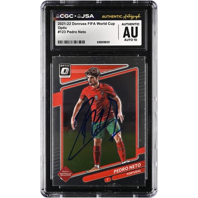 Pedro Neto Portugal National Team Autographed 2021-22 Donruss Optic FIFA World Cup #123 CGC Authenticated Auto 10 Card