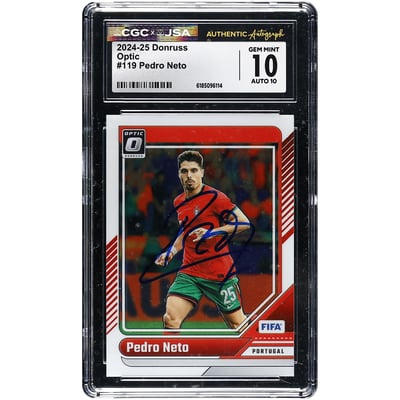 Pedro Neto Portugal National Team Autographed 2024-25 Donruss Optic #119 CGC Authenticated 10/10 Card