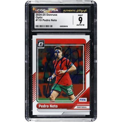 Pedro Neto Portugal National Team Autographed 2024-25 Donruss Optic #119 CGC Authenticated 9/10 Card