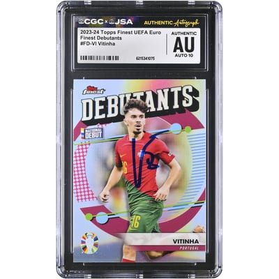 Vitinha Portugal National Team Autographed 2023-24 Topps Finest UEFA Euro Finest Debutants #FD-VI CGC Authenticated AUTO 10 Card