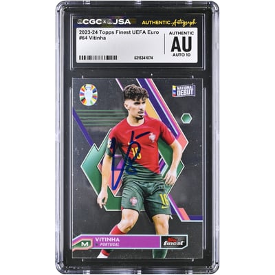 Vitinha Portugal National Team Autographed 2023-24 Topps Finest UEFA Euro #64 CGC Authenticated AUTO 10 Card
