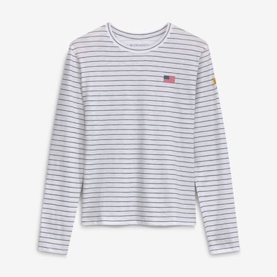  Presidents Cup B. Draddy Women's Sandra Stripe Long Sleeve Slub T-Shirt - White