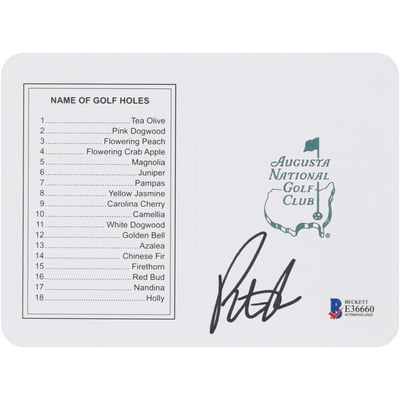 Patrick Reed Autographed Augusta National Masters Scorecard
