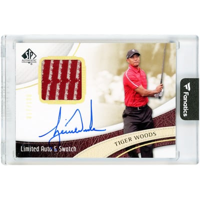 Tiger Woods Autographed 2013 Upper Deck SP Authentic Dual-Color Tournament Worn Relic #1 #17/100 Card