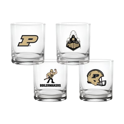  Purdue Boilermakers Indigo Falls Core 4-Pack Collectors Rocks Glass Set