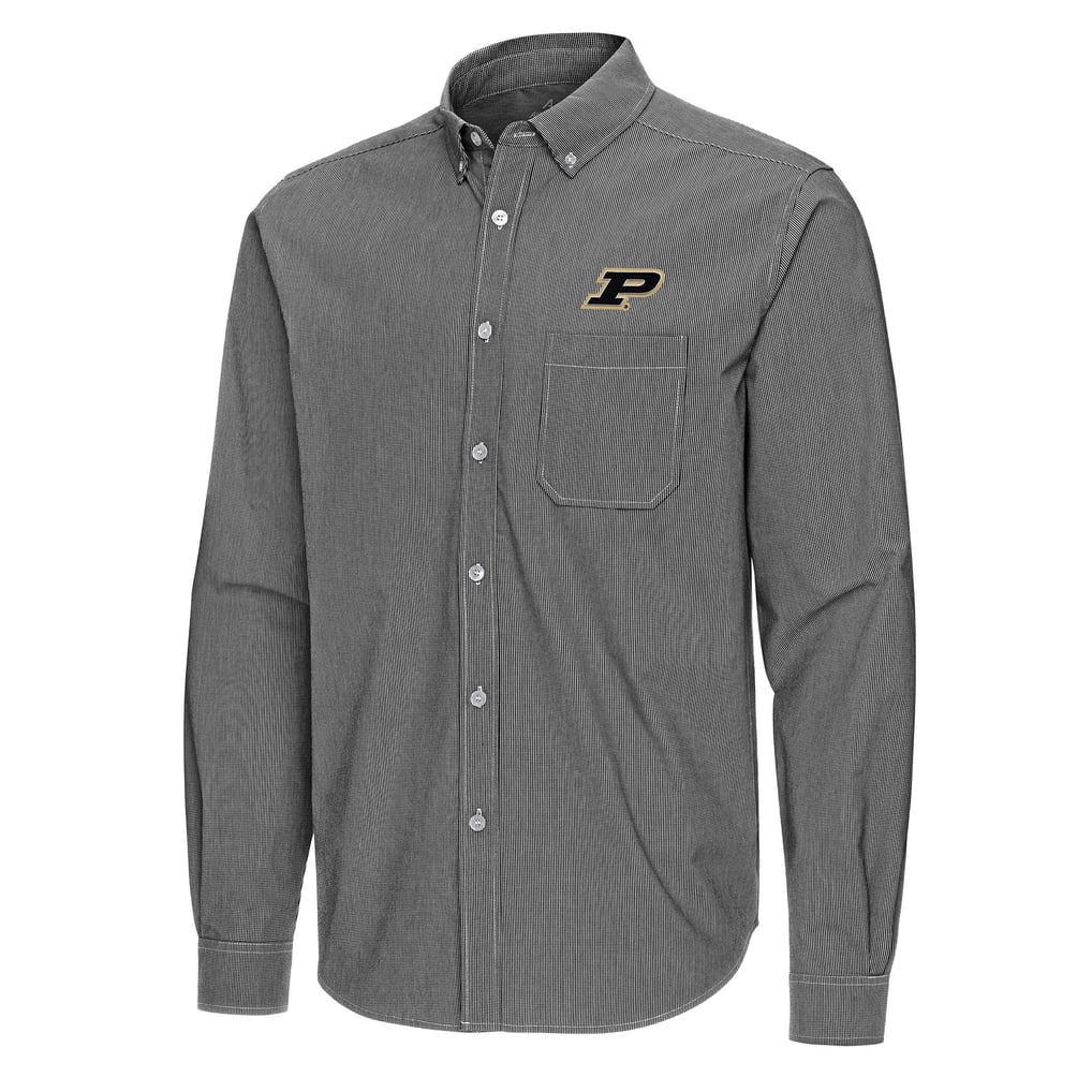 Purdue Boilermakers Antigua Porter Woven Tri-Blend Long Sleeve Button-Down Shirt - Black