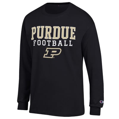 Purdue Boilermakers Champion Football Stack Long Sleeve T-Shirt - Black