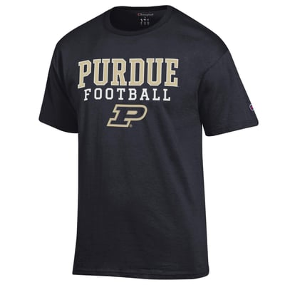 Purdue Boilermakers Champion Football Stack T-Shirt - Black