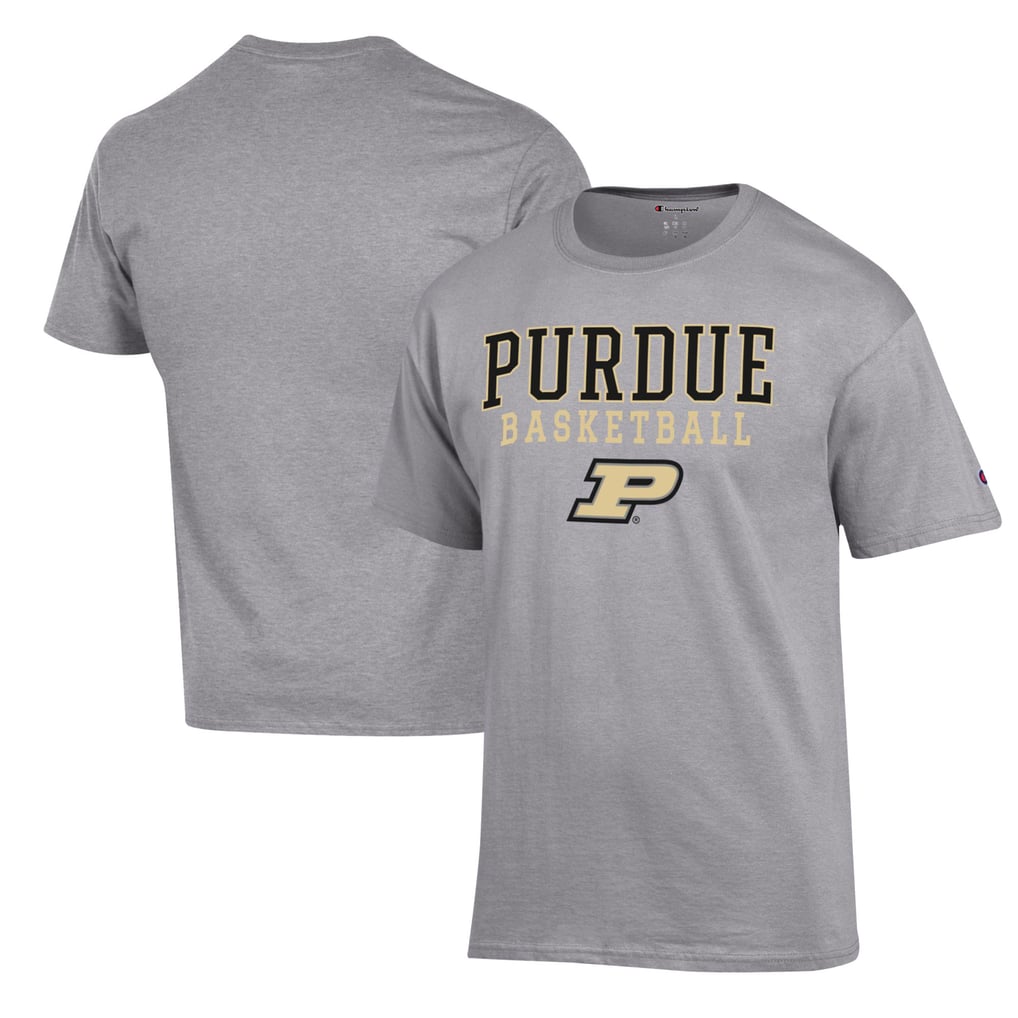 Purdue Boilermakers Champion Basketball Stack T-Shirt - Heather Gray