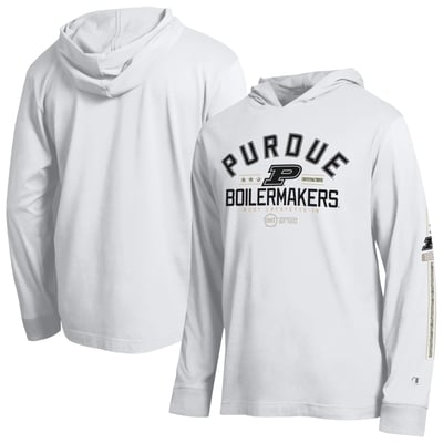  Purdue Boilermakers Champion Operation Hat Trick Sleeve Line Hooded Long Sleeve T-Shirt - White