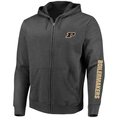 Purdue Boilermakers Profile Big & Tall Full-Zip Hoodie - Heather Charcoal