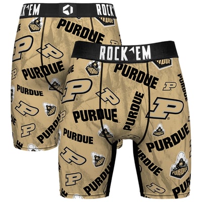  Purdue Boilermakers Rock Em All Over Logo Boxer Briefs - Gold