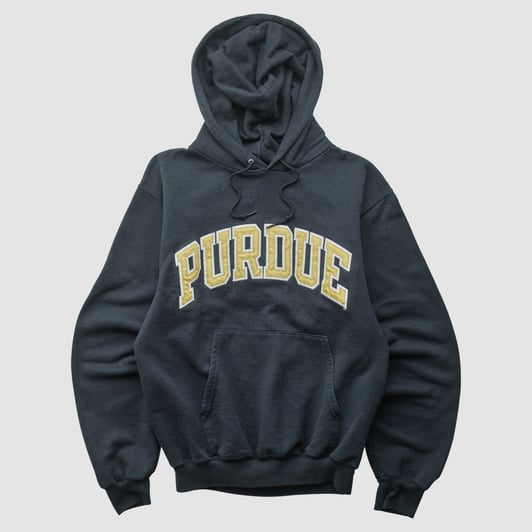 Purdue Boilermakers Champion 2000s Hooded Pullover Sweatshirt - Black - XXS by Fanatics Real Vintage