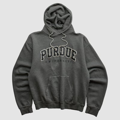 Purdue Boilermakers Champion 2000s Hooded Pullover Sweatshirt - Charcoal - S by Fanatics Real Vintage