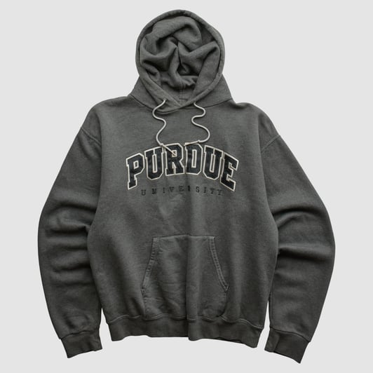 Purdue Boilermakers Champion 2000s Hooded Pullover Sweatshirt - Charcoal - S by Fanatics Real Vintage