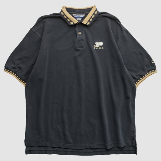 Purdue Boilermakers Champion 2000s Polo - Black - 2XL by Fanatics Real Vintage