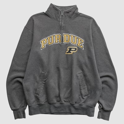 Purdue Boilermakers Champion 2010s 1/4 Zip Sweatshirt - Dark Heather Gray - M by Fanatics Real Vintage