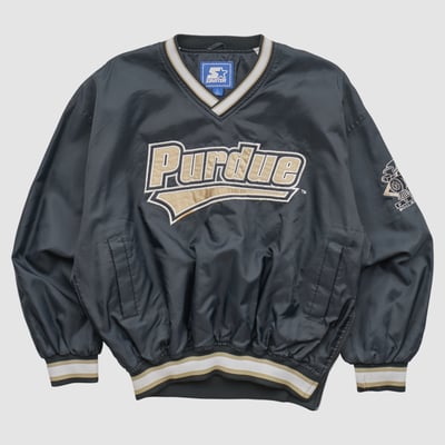Purdue Boilermakers Starter 90s Pullover Jacket - Black - L by Fanatics Real Vintage