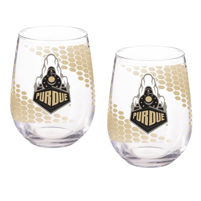 Purdue Boilermakers Two-Piece 17oz. Color Fade Stemless Wine Glass Set