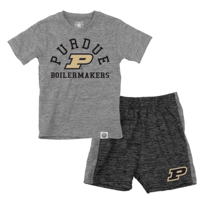  Purdue Boilermakers Wes & Willy Toddler Cloudy Yarn T-Shirt and Shorts Set - Charcoal
