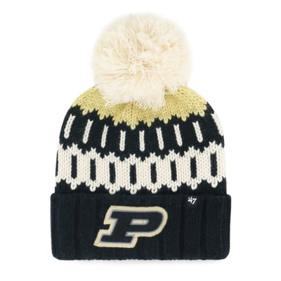 Purdue Boilermakers '47 Unisex Seasonal Chainstitch Knit Hat with Pom - Black