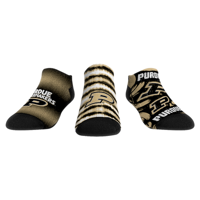  Purdue Boilermakers Rock Em Unisex Make Some Noise Three-Pack Low-Cut Socks Set - Black