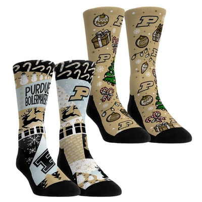 Purdue Boilermakers Rock Em Socks Unisex Holiday Remix Crew Socks Two-Pack