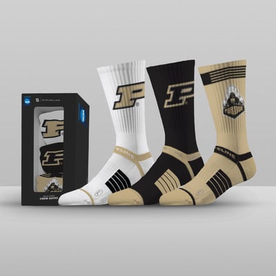 Purdue Boilermakers Strideline Unisex Premium 3-Pack Knit Crew Socks Set