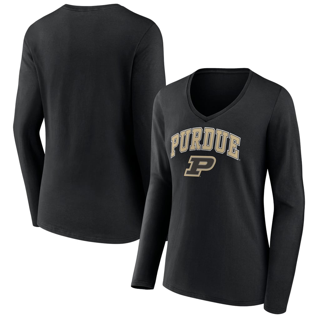 Purdue Applications Purdue Boilermakers Women's Black Campus Long Sleeve V-Neck T-Shirt
