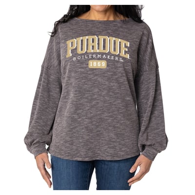 Purdue Boilermakers Flying Colors Apparel Women's Josie Balloon Sleeve Long Sleeve Tunic T-Shirt - Black

