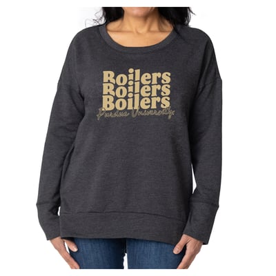 Purdue Boilermakers Flying Colors Apparel Women's Marly Side Split Sweatshirt - Black
