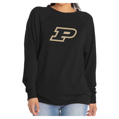 Purdue Boilermakers Flying Colors Apparel Women's Rylee Raglan Long Sleeve T-Shirt - Black
