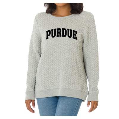Purdue Boilermakers Flying Colors Apparel Women's Kinsley Quilted Sweater - Heather Gray
