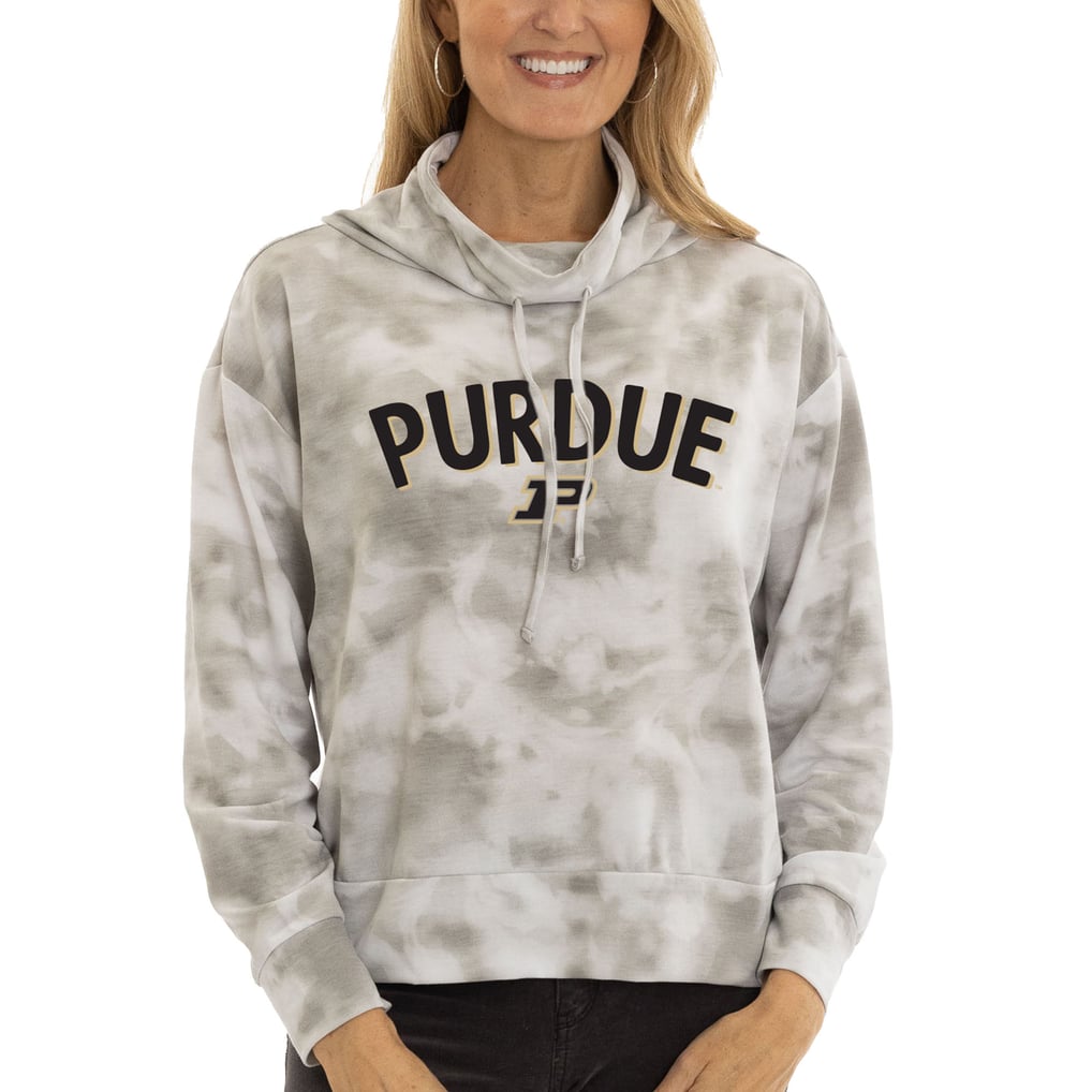  Purdue Boilermakers Women's Maddie Tie-Dye Tri-Blend Pullover Hoodie - Gray