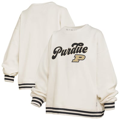Purdue Boilermakers Pressbox Women's Bonanza Chenille Ribbed Sweatshirt - Cream