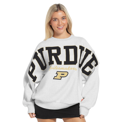 Purdue Boilermakers Pressbox Women's Flannigan Oversized Fleece Sweatshirt - Heather Gray