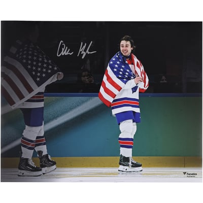 Quinn Hughes Team USA Autographed Fanatics Authentic 16" x 20" 2026 Winter Olympics Gold Medal Winner Photograph 