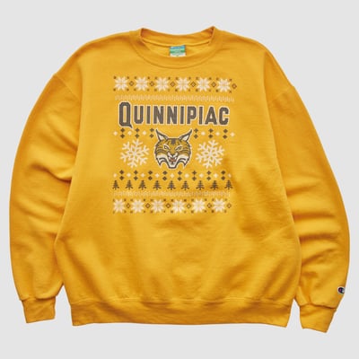 Quinnipiac Bobcats Champion 2010s Pullover Sweatshirt - Yellow - M by Fanatics Real Vintage