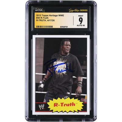 R-Truth WWE Autographed 2012 Topps Heritage #30 CGC Fanatics Witnessed Authenticated 9/10 Card