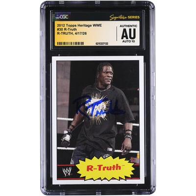 R-Truth WWE Autographed 2012 Topps Heritage #30 CGC Fanatics Witnessed Authenticated AUTO 10 Card