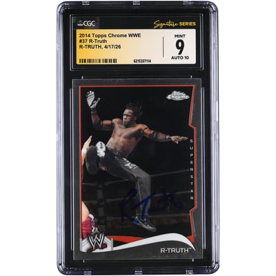 R-Truth WWE Autographed 2014 Topps Chrome #37 CGC Fanatics Witnessed Authenticated 9/10 Card